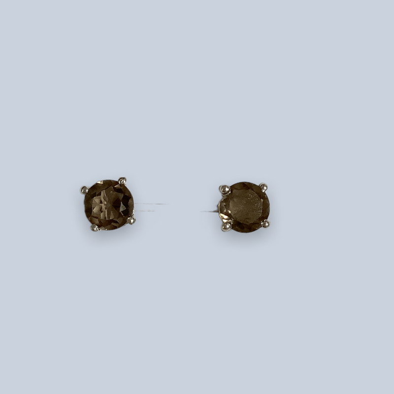 Smokey Quartz Sterling Silver Studs