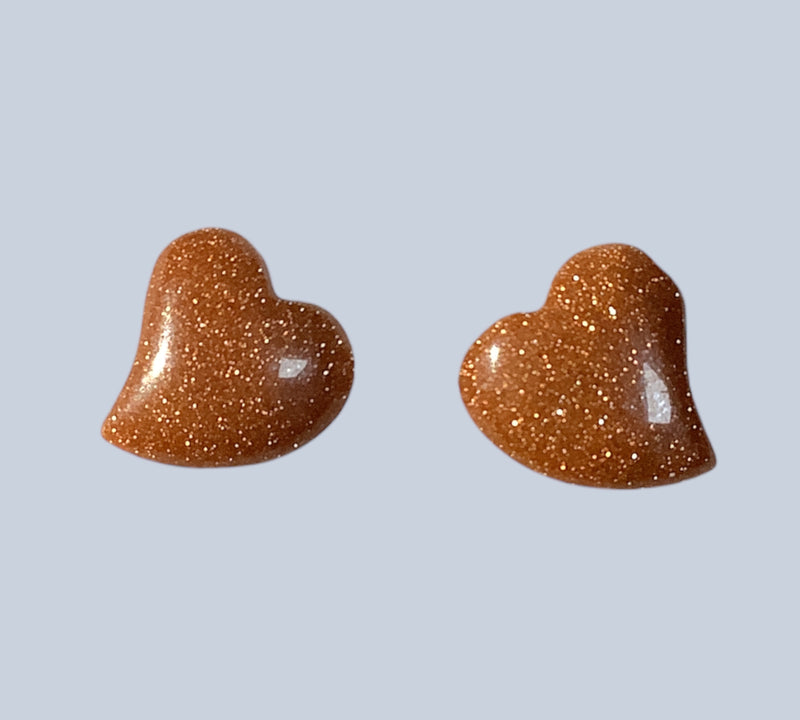 Goldstone Heart Studs