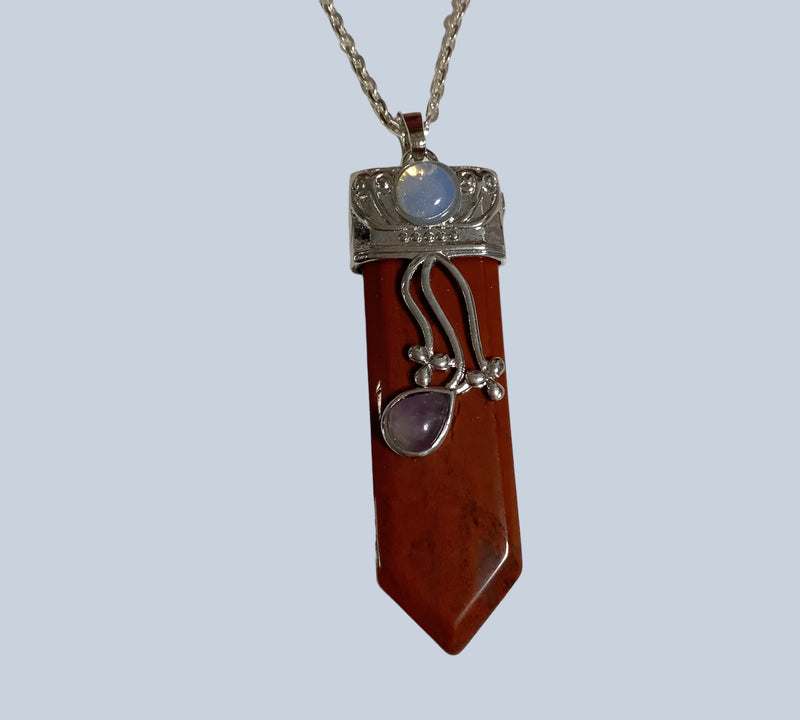 Flat Point Crystal Pendant with Jewel