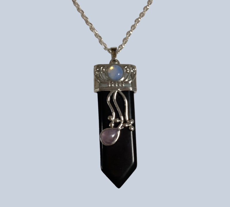 Flat Point Crystal Pendant with Jewel