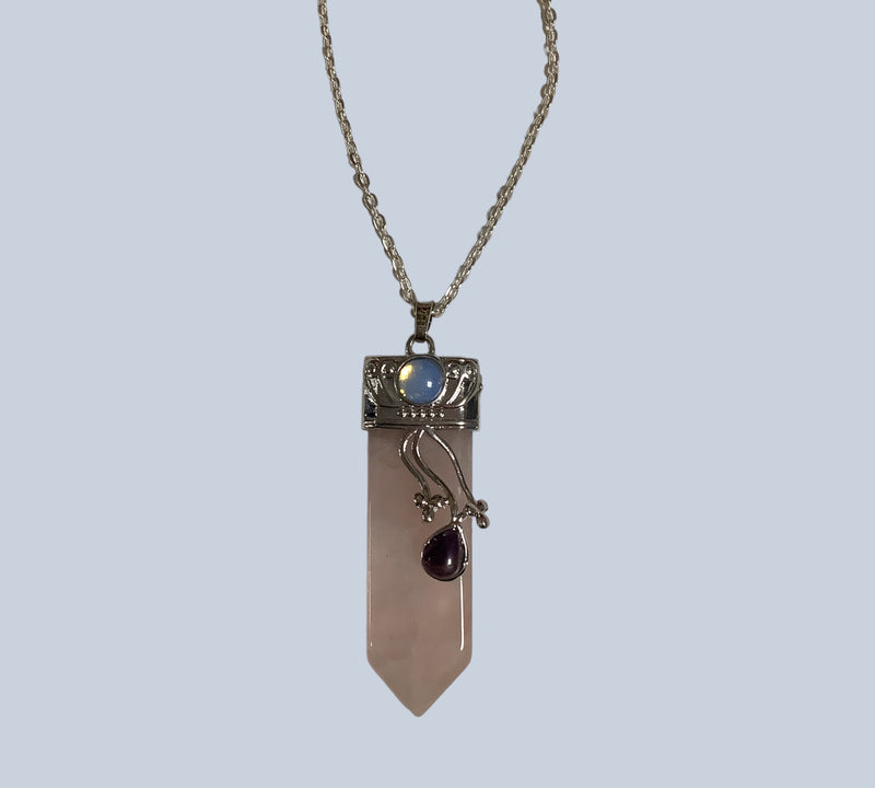 Flat Point Crystal Pendant with Jewel
