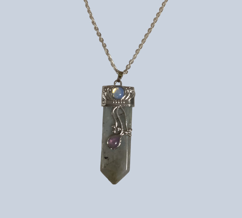 Flat Point Crystal Pendant with Jewel