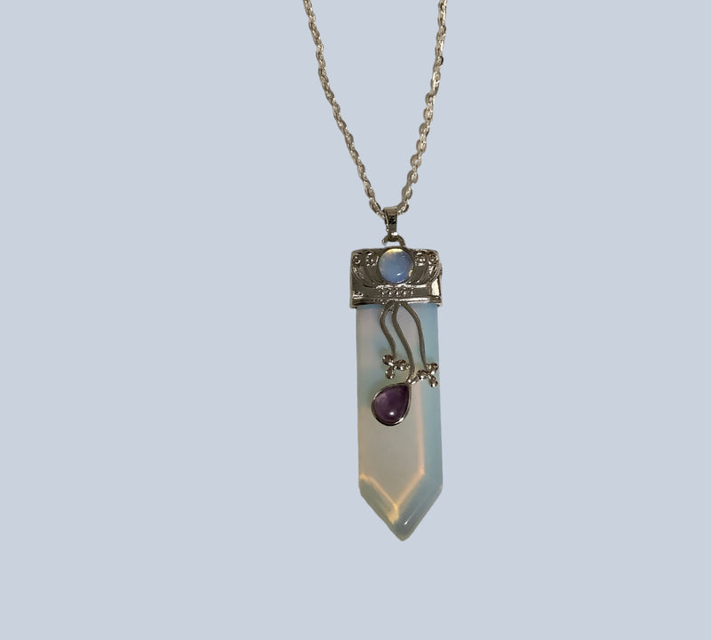 Flat Point Crystal Pendant with Jewel