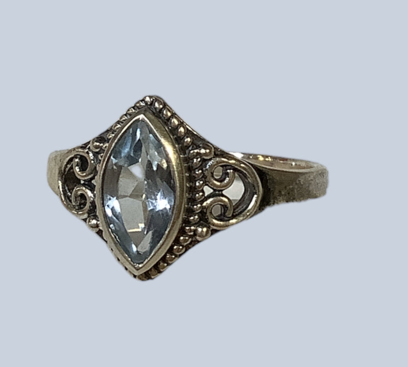 Blue Topaz Sterling Silver Rings (Sizes 8-11)