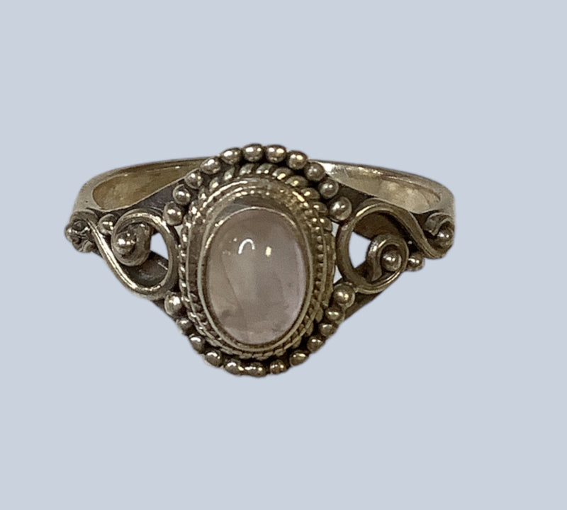 Rose Quartz Sterling Silver Ring  Sizes 7 - 10