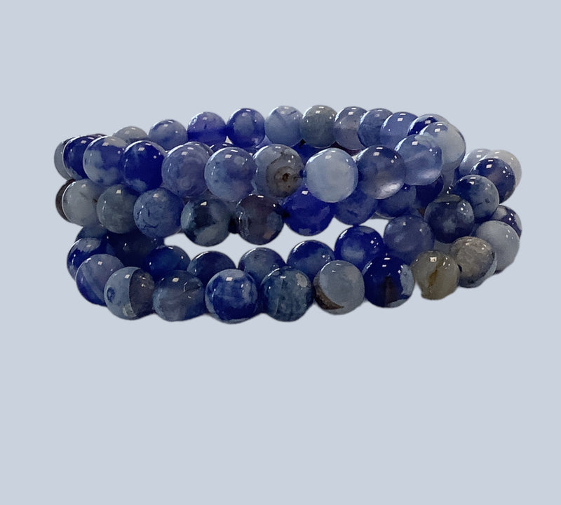 Blue Flower Agate Bracelet 8mm