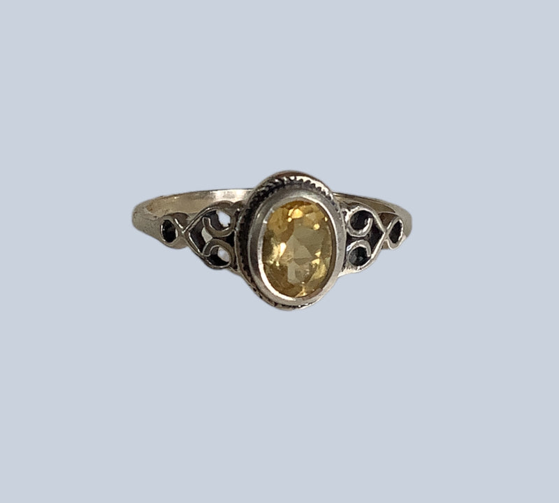 Citrine Sterling Silver Rings (Size 9-10)