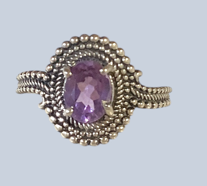 Amethyst Sterling Silver Rings (Sizes 9 - 10)