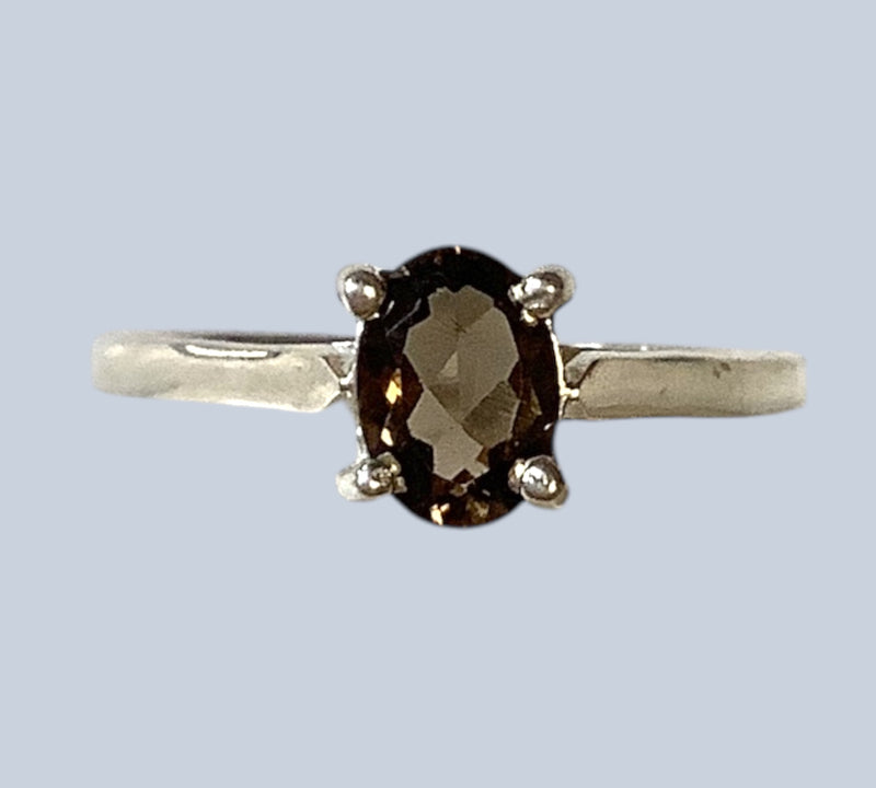 Smokey Quartz Sterling Silver Rings (Size 7)
