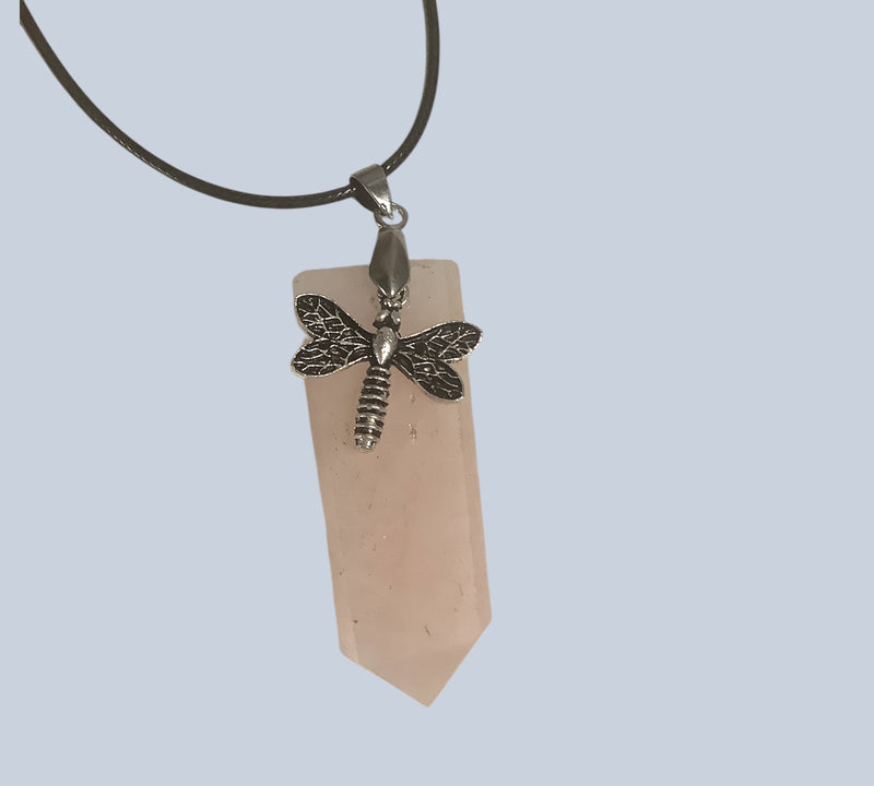 Flat Point Crystal Pendant with Charm