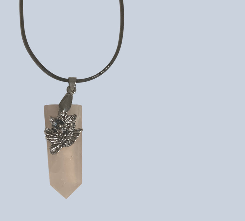 Flat Point Crystal Pendant with Charm