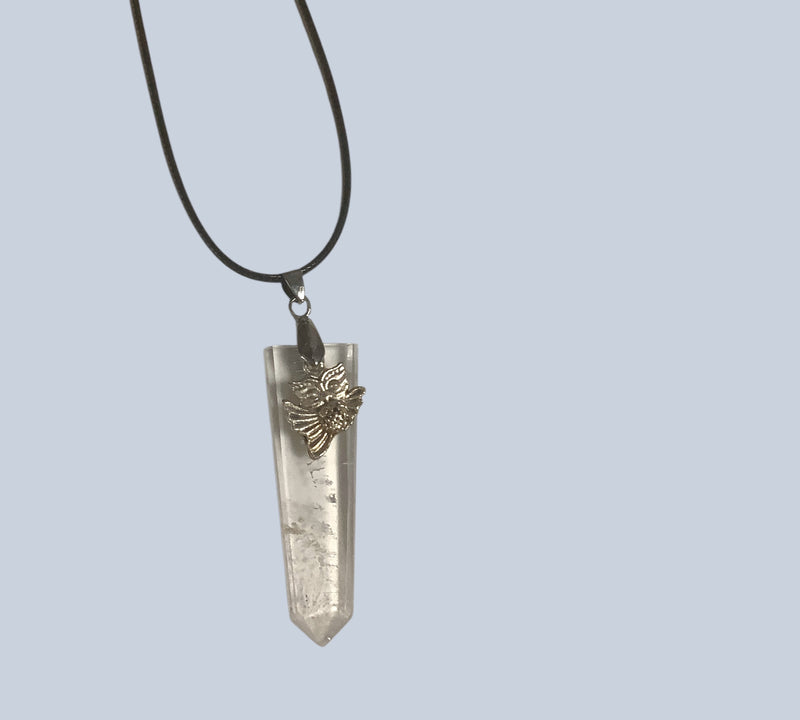 Flat Point Crystal Pendant with Charm