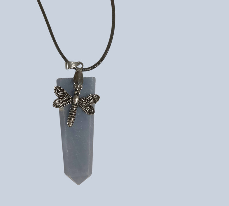 Flat Point Crystal Pendant with Charm