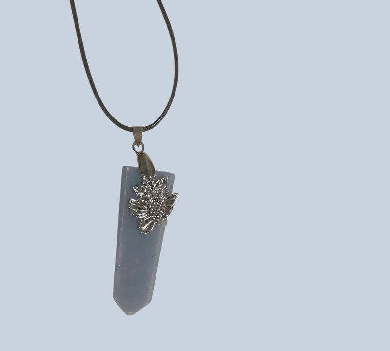 Flat Point Crystal Pendant with Charm