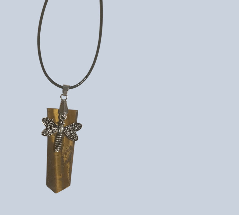 Flat Point Crystal Pendant with Charm