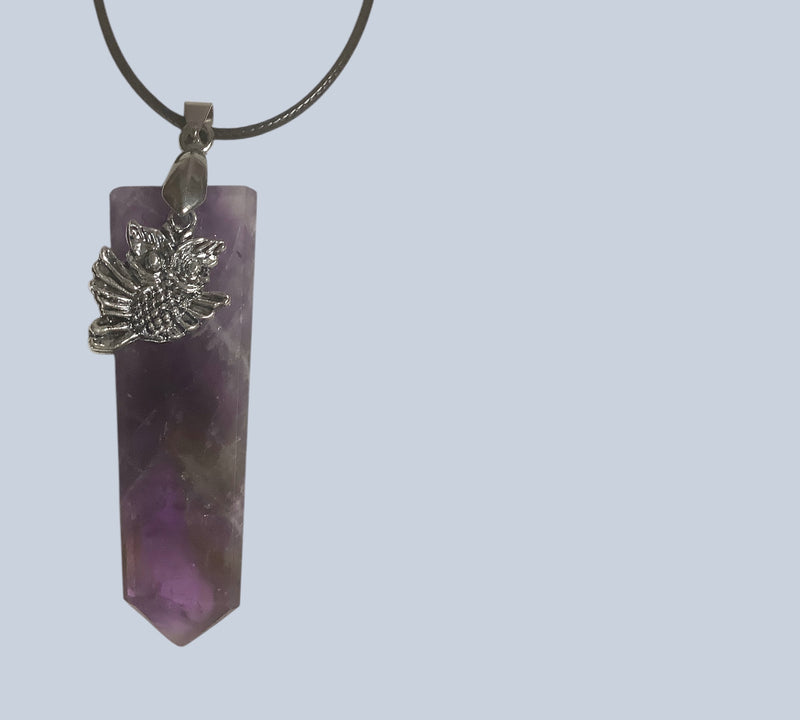 Flat Point Crystal Pendant with Charm
