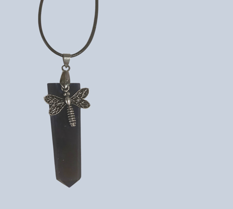 Flat Point Crystal Pendant with Charm