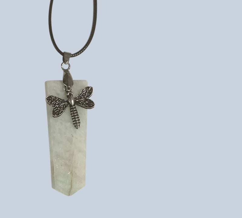 Flat Point Crystal Pendant with Charm