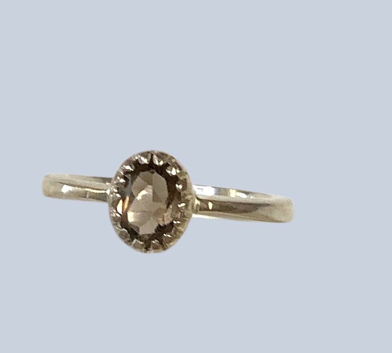Smokey Quartz Sterling Silver Rings (Size 7)