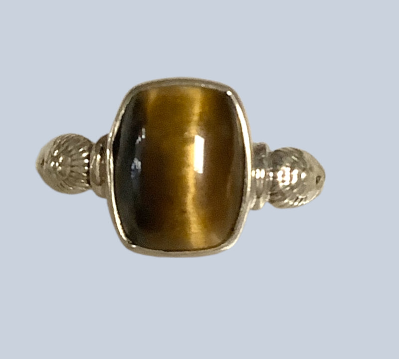Tiger Eye Sterling Silver Ring (Sizes 4-5.5)