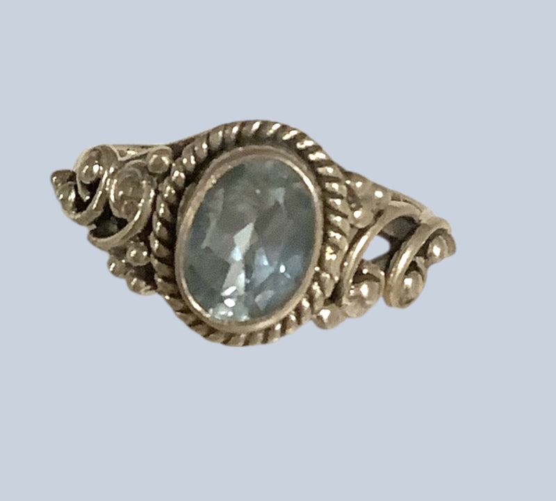 Blue Topaz Sterling Silver Rings (Sizes 4-7)