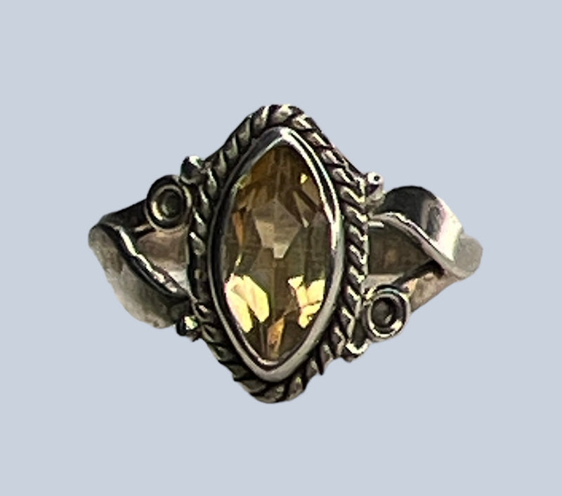 Citrine Sterling Silver Rings (Size 4-6.5)