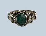 Emerald Sterling Silver Rings (Size 5)