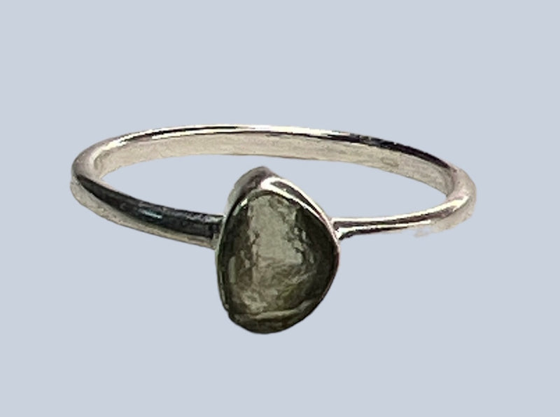 Moldavite Sterling Silver Ring (size 6 & 6.5)