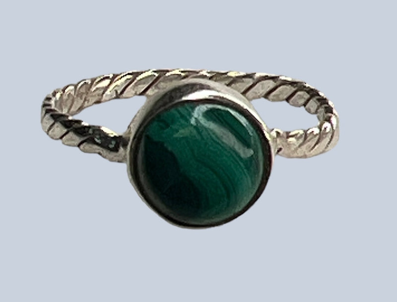 Malachite Sterling Silver Rings (Sizes 4-7)