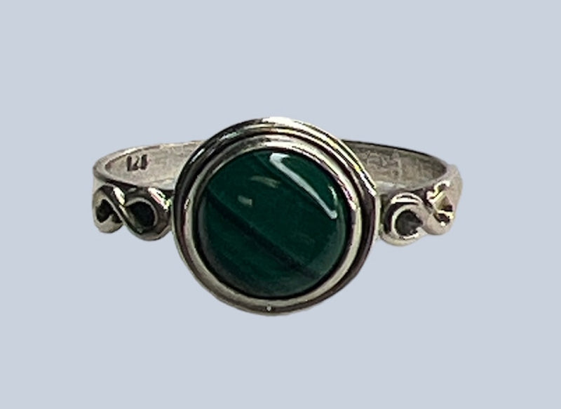 Malachite Sterling Silver Rings (Sizes 4-7)