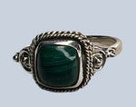 Malachite Sterling Silver Rings (Sizes 4-7)