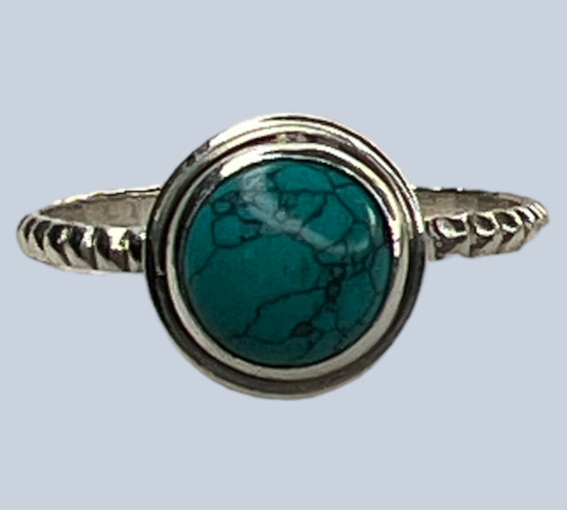 Turquoise Sterling Silver Rings (Size 7-8.5)