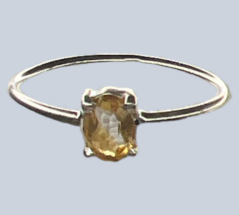 Citrine Sterling Silver Rings (Size 7-8)