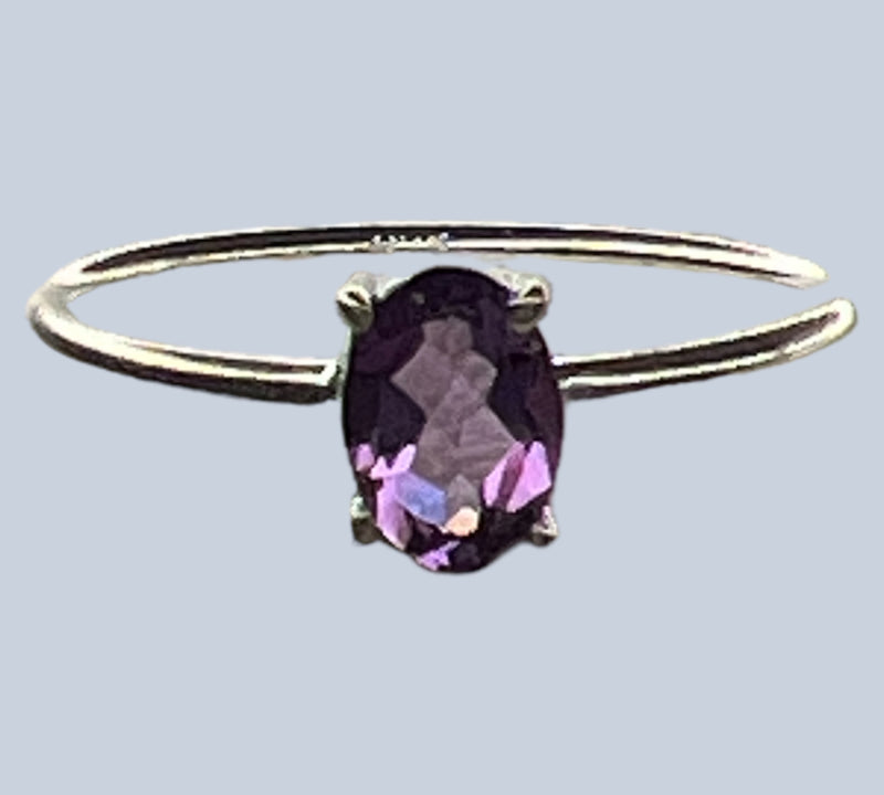Amethyst Sterling Silver Rings (Size 8)