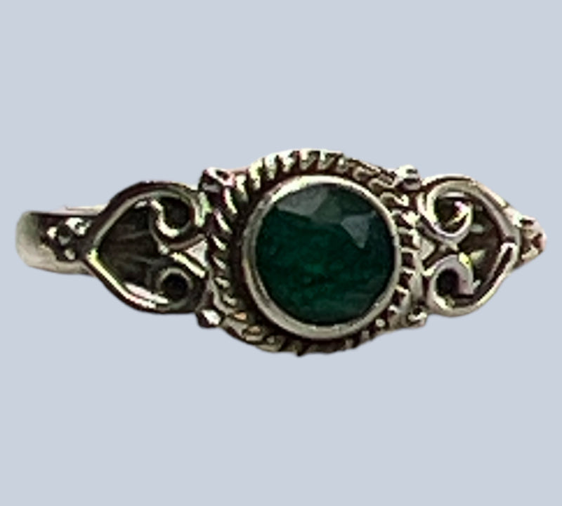 Emerald Sterling Silver Rings 8-10
