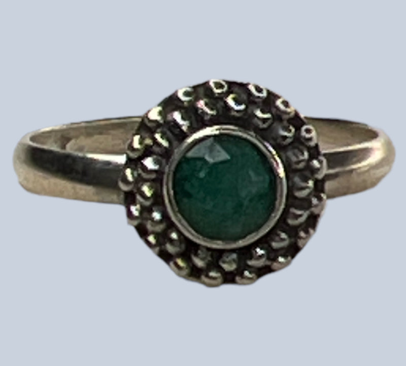 Emerald Sterling Silver Rings 8-10