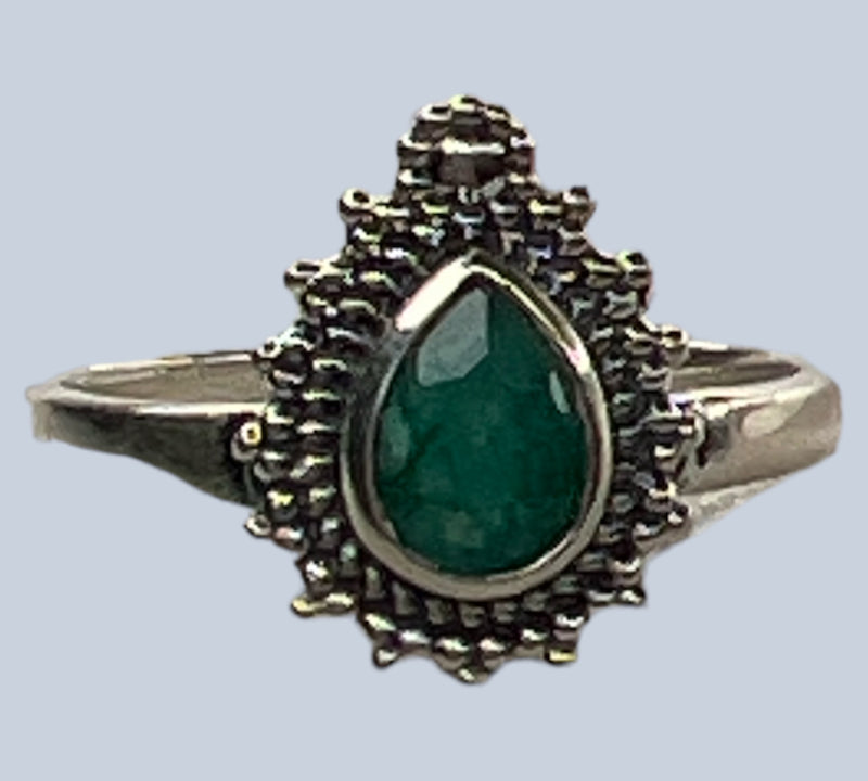 Emerald Sterling Silver Rings 8-10