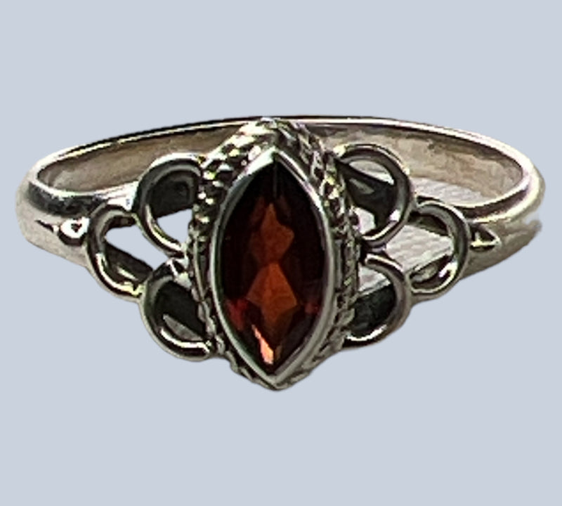 Garnet Sterling Silver Rings (Sizes 9-11)