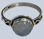 Rainbow Moonstone Sterling Silver Rings (size 4-6.5)