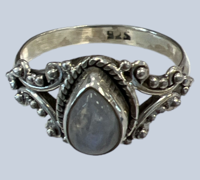 Rainbow Moonstone Sterling Silver Rings (size 4-6.5)