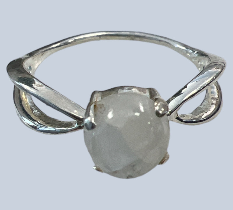 Rainbow Moonstone Sterling Silver Rings (size 4-6.5)