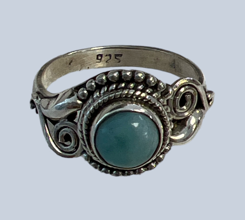 Larimar Sterling Silver Rings (Sizes 4-6.5)