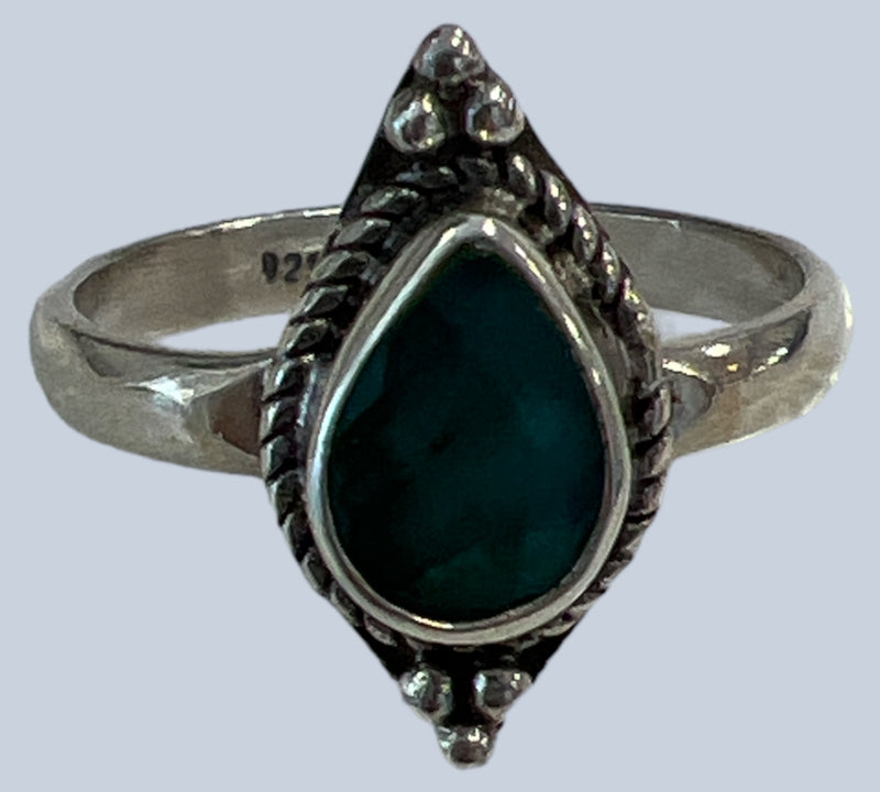 Emerald Sterling Silver Rings (Size 6-7.5)