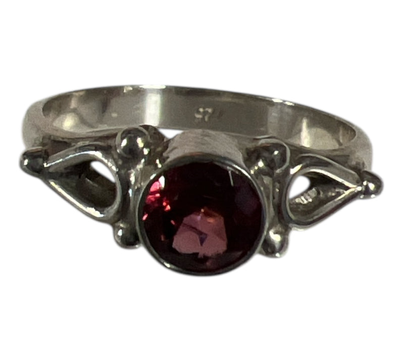 Garnet Sterling Silver Rings (Sizes 4-8)