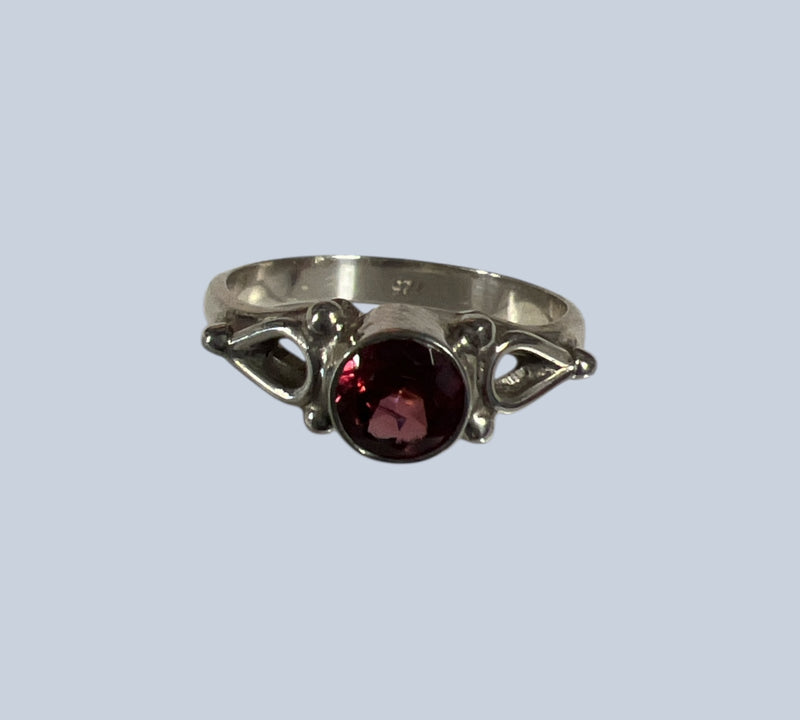 Garnet Sterling Silver Rings (Sizes 4-8)