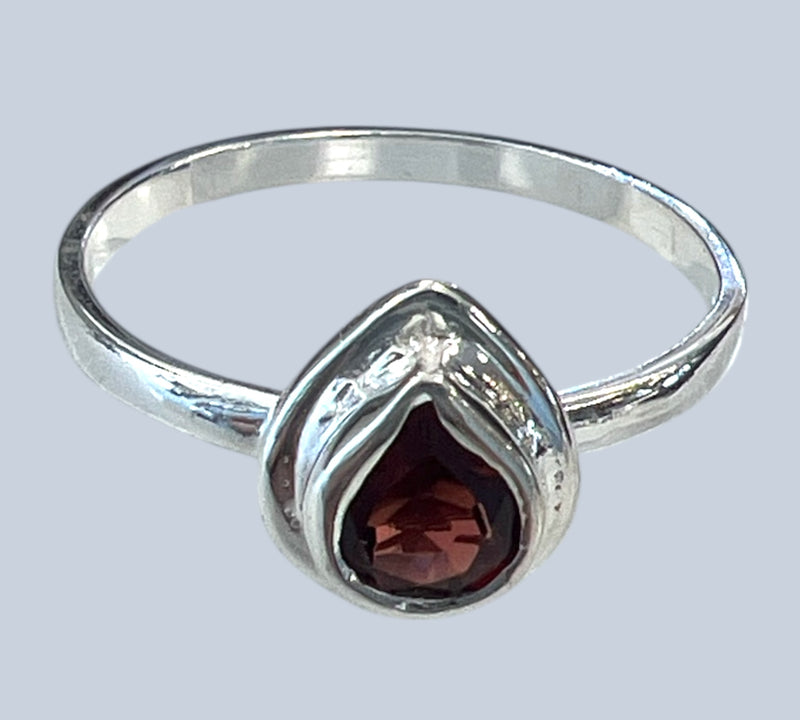 Garnet Sterling Silver Rings (Sizes 4-8)