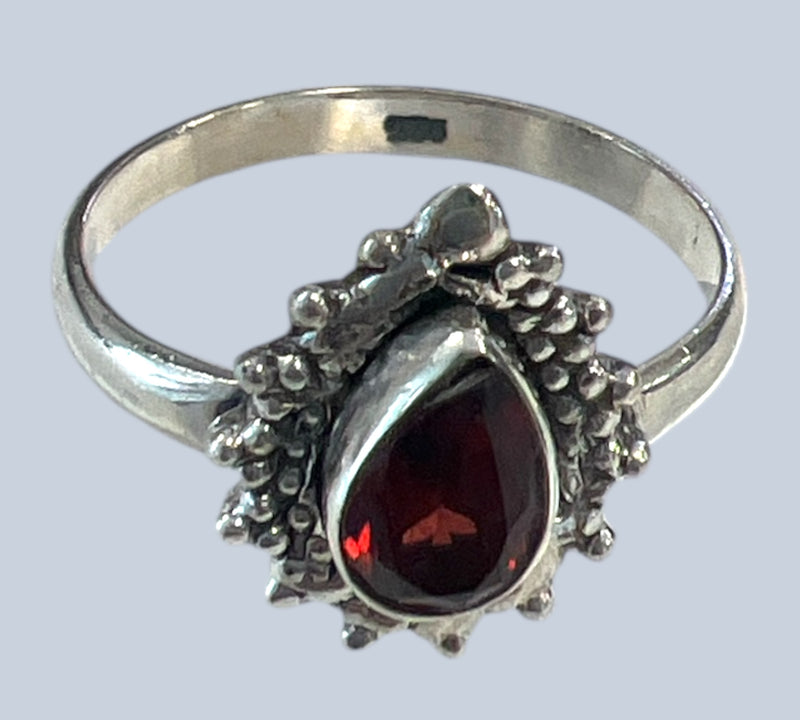 Garnet Sterling Silver Rings (Sizes 4-8)
