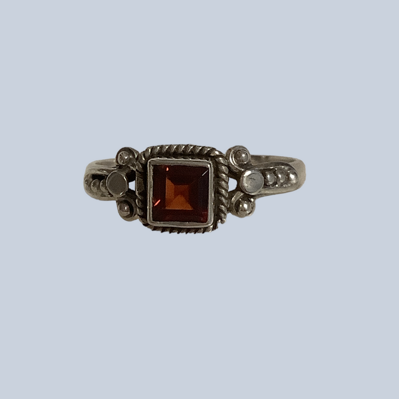 Garnet Sterling Silver Rings (Sizes 9-11)