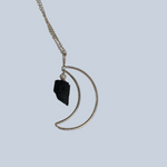 Crescent Moon with Crystal Charm Pendant