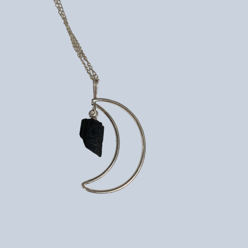 Crescent Moon with Crystal Charm Pendant